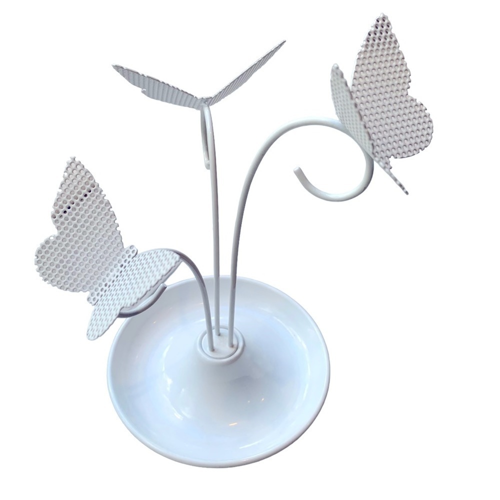 Umbra Meadow Butterfly Mini Jewelry Stand White Metal EUC